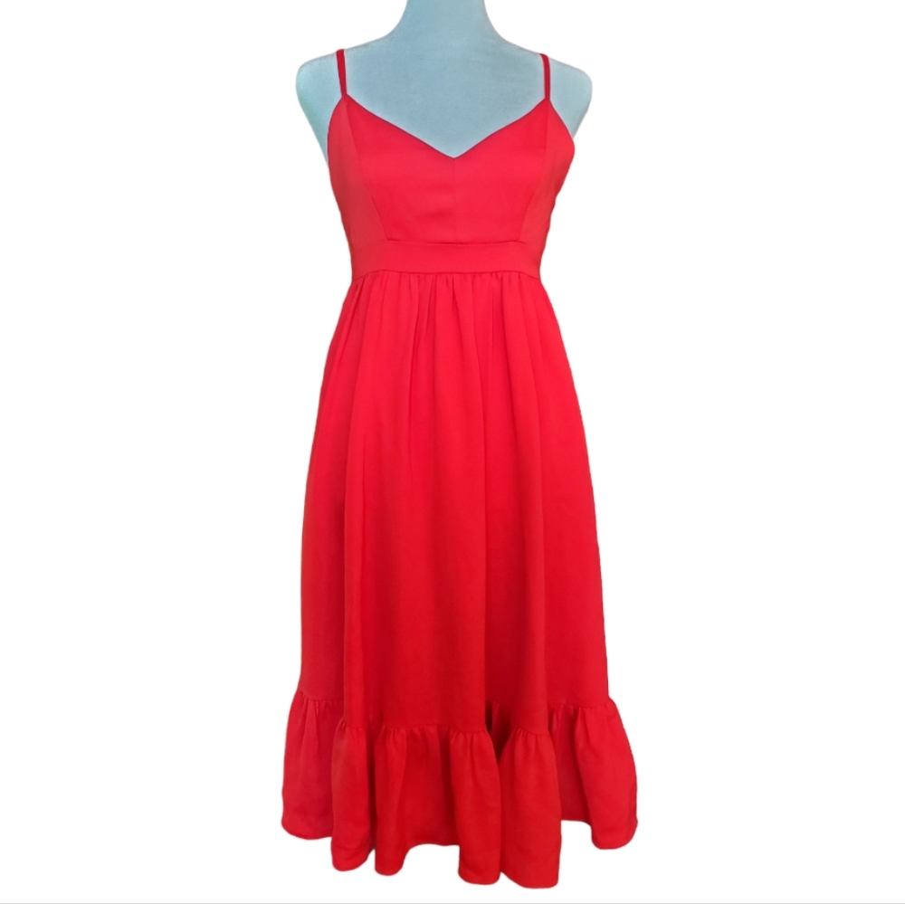 J. Crew 2P midi spaghetti strap red dress